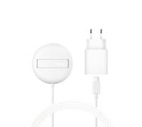 Belkin Cargador Inalámbrico Compatible con MagSafe, Base de Carga Magnética 15W, Certificación Qi2, iPhone 17, Air, Samsung Galaxy S25, Pixelsnap y AirPods - con Fuente de alimentación - Blanco
