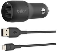 Belkin cargador para coche doble usb de 24 w + cable lightning boost c