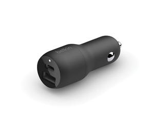 Belkin Cargador Rápido para Coche de 2 Puertos, 37 W, 1 Puerto USB-C PPS de 25 W y 1 Puerto USB-A de 12 W para Samsung Galaxy S24/S23/S22/Ultra/Plus, iPhone 16, iPhone 15/14/1312/Pro/Max/Mini y Otros