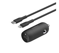 Belkin Cargador rápido para Coche de 30 W Boost Charge, diseño Compacto con Puerto USB-C Power Delivery, Incluye Cable USB-C a Lightning, para iPhone de la Serie 14, iPad y Otros - Negro