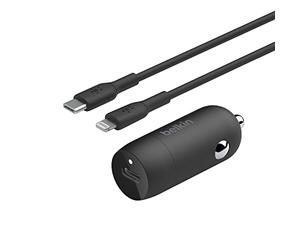 Belkin Cargador rápido para Coche de 30 W Boost Charge, diseño Compacto con Puerto USB-C Power Delivery, Incluye Cable USB-C a Lightning, para iPhone de la Serie 14, iPad y Otros - Negro
