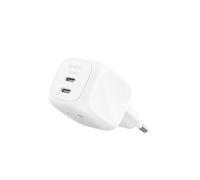 Belkin Cargador USB C con 2 Puertos, 50W, Cargador Multiple GaN con Dos Puertos Tipo C, Enchufe Carga Rápida para MacBook, iPhone 17, iPad Pro, Chromebook, Samsung Galaxy S25 Ultra y Pixel 10 - Blanco