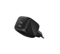 Belkin Cargador USB C con 2 Puertos, 50W, Cargador Multiple GAN con Dos Puertos Tipo C, Enchufe Carga Rápida para MacBook, iPhone 17, iPad Pro, Chromebook, Samsung Galaxy S25 Ultra y Pixel 10 - Negro