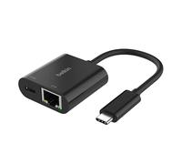 Belkin Connect Adaptador USB-C a Ethernet + Carga de 100 W, 1 Puerto Gigabit Ethernet y 1 Puerto USB-C, conexión rápida de Internet de [10/100/1000] Mbps, para iPhone 16, 15, Samsung Galaxy S24 y más