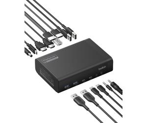 Belkin Connect Hub USB 3.0 de 14 Puertos 140W, Hub USB C para 2 Pantallas 4K a 60 Hz, Tecnología DisplayLink, Adaptador USB C, 10 Gbps de Transferencia, Puerto 1Gb Ethernet, Base Dock para Portátil
