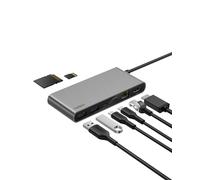 Belkin Connect Hub USB C de 8 Puertos, Adaptador USB C con Vídeo con Resolución 4K a 60 Hz, para Mac, Windows y Chromebook, Power Delivery a 100 W, Transferencias de 10 Gbps y 2.5Gbps Ethernet - Gris