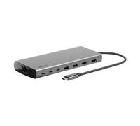 Belkin Core Connect hub USB-C de 8 Puertos, Dos Pantallas, Silicon Motion, concentrador multipuerto para Mac, Windows y Chromebook, Adaptador de Carga PD a 100 W, 10 Gbps y 1GbE Ethernet, Plateado