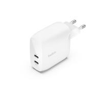 Belkin BoostCharge Cargador de Pared Doble USB-C PPS 60W, Carga Rápida | Enchufe USB PPS, Samsung, Pixel y iPhone, 2 Puertos USB-C 30W, Diseño Compacto para Viajar, Compatibilidad Universal