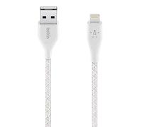 Belkin DuraTek Plus - Cable de Lightning a USB-A con Cinta (Cable de Carga Ultraduro para iPhone 11, 11 Pro, 11 Pro Max, XS, XS Max, XR, X, 8/8 Plus, 1,2 m, Blanco)