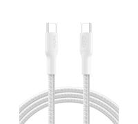 Belkin Eco Cable Trenzado C a C de 2 m y 240 W, Carga Rápida, suave y flexible para iPhone 16, Galaxy S25, Pixel 9, MacBook, IPad Pro - Blanco