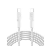 Belkin Eco Cable Trenzado C a C de 3 m y 240 W, Cable Tipo C Carga Rápida, suave y flexible para iPhone 16, Galaxy S25, Pixel 9, MacBook y IPad Pro - Blanco