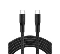 Belkin Cable trenzado ecológico USB-C a USB-C (3 m, 240 W), cable de carga rápida suave y flexible, cable de carga tipo C para iPhone 16, Galaxy S25, Pixel 9, MacBook, iPad Pro y más, color negro