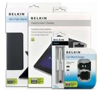 Belkin F5Z0359 - Paquete para tablet Samasung Galaxy, incluye folio ultrafino, lápiz capacitivo plateado, cargador de coche y protector de pantalla