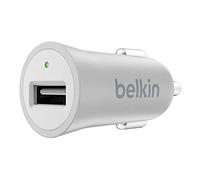Belkin F8M730btSLV - Cargador Premium para el coche USB (12 W, 2.4 A, carga inteligente, compatible con iPhone 8/8+/X) plateado metálico