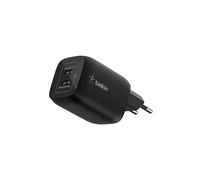 Belkin Gaming Cargador USB-C Doble de 65W, Enchufe de Pared USB 3.0, Carga Rápida GAN para Nintendo Switch 2, iPhone 16, iPad, MacBook Air, Chromebook, Samsung Galaxy S25 Ultra - Negro