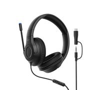 Belkin Gaming Inspire Auriculares para niños con Cable y Adaptador USB-C, Micrófono Externo Ajustable, Limitador del Volumen a 85dB, Nintendo Switch 2, iPhone 16, Samsung Galaxy S25 y tabletas, Negro