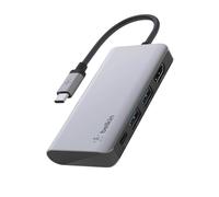 Belkin HUB USB-C 4en1 HDMI 4H, 2x USB 3.0 y USB-C Power Delivery 100W, Plata
