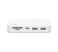 Belkin Hub USB-C 6 en 1 multipuerto con soporte, color blanco | Se fija al monitor para ahorrar espacio, compatible con MacBook, iMac, Chromebook y PC, oficina en casa