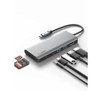 Belkin Hub USB C, 7 en 1 adaptador multipuerto con 4K HDMI, USB-C 100W PD carga pass-througn, 2 USB A, audio de 3,5 mm, ranura SD 3.0 y Micro SD 3.0 para MacBook Pro, Air, iPad Pro, XPS y más