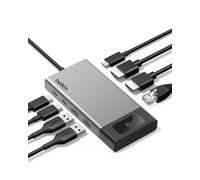 Belkin Hub USB C 8 en 1, Hub USB Multipuerto de 100W, Adaptador USB Tipo C, Dos Pantallas a 4K a 60 Hz en Mac, Windows y Chromebook, 10 Gbps de Transferencia de Datos y Ethernet, Concentrador