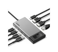 Belkin Hub USB C, concentrador multipuerto 8 en 1 de 100 W, Soporte de Doble Pantalla para Windows y Chromebook + Soporte Espejo para macOS con privacidad de Monitor, Ethernet, resoluciones de hasta