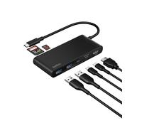 Belkin Hub USB C de 7 Puertos con HDMI 4K a 60 Hz, Lector SD y MicroSD, Power Delivery 100W, Datos a 5 Gbps, Adaptador USB C Multipuerto, MacBook, iPad Pro y Chromebook, HDMI 2.0 - Negro
