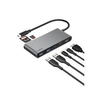 Belkin Hub USB C de 7 Puertos con HDMI 4K a 60 Hz, Lector SD y MicroSD, Power Delivery 100W, Datos a 5 Gbps, Adaptador USB C Multipuerto, MacBook, iPad Pro y Chromebook, HDMI 2.0 - Gris