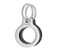 Belkin Llavero AirTag (2 unidades), Funda AirTag Resistente a los Arañazos con Frontal Abierto, Bordes Elevados, Cobertura, Cubierta, Localizador de Llaves, Mascotas, Maletas y Otros, Negro y Blanco