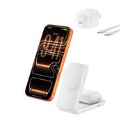 Belkin MagSafe Charger Compatible, 2-in-1 Charging Station, Qi2.2 25W Magnetic Wireless Charger Dock, Foldable Stand, with 5W USB-C Port, for iPhone 17/16/15, Pixel 10, AirPods (45W Adapter Included)