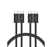 Belkin Paquete de 2 Cables Trenzados USB-C a USB-C de 1,5 m (240 W), carga rápida, cables de alimentación flexibles USB tipo C para iPhone 17 y 16, Galaxy S25, Pixel 10, iPad Pro y otros, Negro