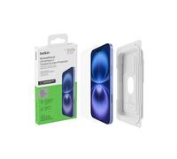 Belkin protector de pantalla con revestimiento ScreenForce UltraGlass 2 para iPhone 15 Plus, antiarañazos, grado 9H de dureza, bandeja de alineación fácil, sin burbujas, ultrafino, cobertura total