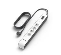 Belkin Regleta de enchufes con 4 tomas y 2 puertos USB-A (2,4 A) con protección contra sobretensiones, 525 julios, ladrón, cable de 2 metros, base múltiple con protección eléctrica, hogar y oficina