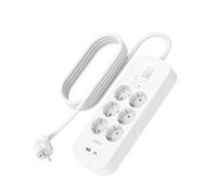 Belkin Regleta enchufe USB con protección contra sobretensiones de 6 enchufes CA, montaje en pared, cable de 2m, indicador LED de estado, 1 puerto USB-A y 1 puerto USB-C PD de carga rápida, 650 julios