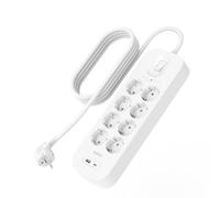 Belkin Regleta Enchufes Protección Sobretensiones 8 Tomas Puerto USB C y A | Ladrón Enchufes con 1 Puerto USB-C y 1 USB-A, Montaje en Pared, 8 Tomas CA, Cable de 2 m, 900 Julios y Luz de Estado