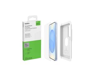 Belkin ScreenForce InvisiGlass Protector de pantalla para Galaxy S25 y S24 con revestimiento antimicrobiano, antimpactos y antiarañazos, bandeja de alineación fácil, sin burbujas - Vidrio Reciclado