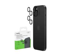 Belkin ScreenForce TemperedGlass Protector de lente de cámara para iPhone 15 y iPhone 15 Plus, compatible con fundas, cobertura de vidrio templado para lente, accesorio de Apple iPhone (2 unidades)