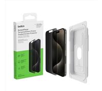 Belkin Protector pantalla ScreenForce TemperedGlass antimicrobiano, resistente a arañazos iPhone 15 Pro