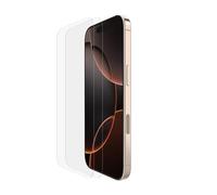 Belkin ScreenForce TemperedGlass Protector Pantalla iPhone17 + iPhone 16 Pro, Película Protectora Frente a Impactos y Arañazos, Instalación Sin Burbujas, Cristal Templado con Dureza 9H, Paquete de 2