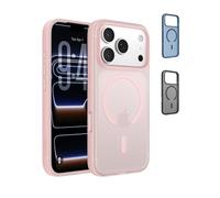Belkin SheerForce Grip Funda iPhone 17 Pro Compatible con MagSafe, Diseño Ultrafino, Bandas Laterales Antideslizamiento, Carcasa Magnética, Transparente y Resistente a los Golpes para iPhone - Rosa