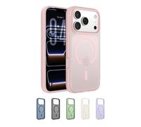 Belkin SheerForce Grip Funda iPhone 17 Pro Compatible con MagSafe, Diseño Ultrafino, Bandas Laterales Antideslizamiento, Carcasa Magnética, Transparente y Resistente a los Golpes para iPhone - Rosa