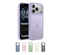 Belkin SheerForce Grip Funda iPhone 17 Pro Compatible con MagSafe, Diseño Ultrafino, Bandas Laterales Antideslizamiento, Carcasa Magnética, Transparente y Resistente a los Golpes para iPhone - Lila