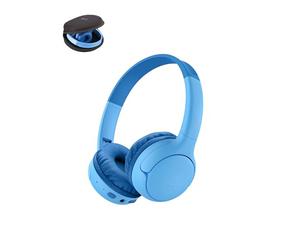 Belkin SoundForm Mini 2 Auriculares Inalámbricos Bluetooth para Niños, Cascos Inalámbricos de Diadema con Funda, 55 h de Autonomía, Límite de Volumen a 85 dB, Micrófono, iPhone, iPad, Galaxy, Azul