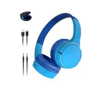 Belkin SoundForm Mini Auriculares inalámbricos para niños con micrófono,on Ear, 30 Horas de autonomía y Adhesivos, Cascos supraaurales para enseñanza en línea y Viajar, iPhone, iPad o Galaxy, Azul