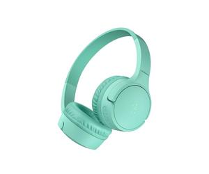 Belkin SoundForm Mini auriculares inalámbricos para niños con micrófono, on ear, 30 horas de autonomía y adhesivos, cascos supraaurales para enseñanza en línea, viajar, iPhone/iPad/Galaxy, Verde Menta