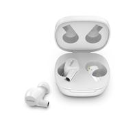 Belkin True Wireless SoundForm - Auriculares con Bluetooth 5.2 y Carga inalámbrica, certificación IPX5 de Resistencia al Agua y el Sudor, Bajos potentes, Color Blanco