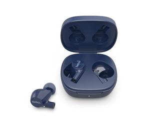Belkin True Wireless SoundForm Rise - Auriculares con Bluetooth 5.2 y Carga inalámbrica, certificación IPX5 de Resistencia al Agua y el Sudor, Bajos potentes, Color Azul