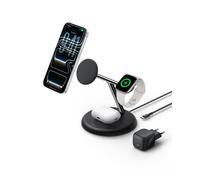 Belkin UltraCharge Cargador Inalámbrico 3 en 1, 25W, Cargador Magnético Qi2.2, Compatible con MagSafe, iPhone 17, Apple Watch, Pixelsnap, Galaxy S26 Ultra, Adaptador de 45W Incluido - Negro
