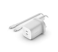 CARGADOR DOMESTICO BELKIN WCH013VF2MWH-B6 DOBLE USB-C GaN BOOST CHARGE 65W (45W+20W) + CABLE USB-C 2M WCH013VF2MWH-B6