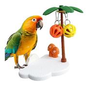 Bell Ball & Perch Combo Parrot Toy For Boredom Relief | 5.8x5.1x3.6 Inch ABS Cage | Interactive Hanging Bird Chewing Toy | Small Parrot Self-Entertainment Stand