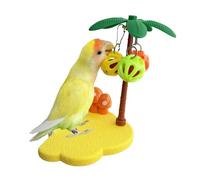 Bell Ball & Perch Combo Parrot Toy For Boredom Relief | 5.8x5.1x3.6 Inch ABS Cage | Interactive Hanging Bird Chewing Toy | Small Parrot Self-Entertainment Stand